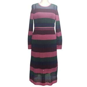 Zara Metallic Crochet Knit Maxi Dress Size L Boho Festival Glam